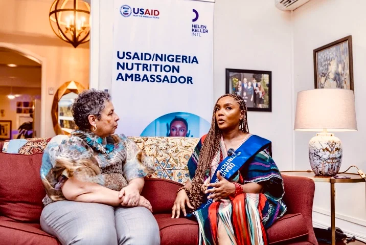 L-R: USAID Country Director, Melissa Jones, with the agency’s maiden nutrition goodwill ambassador, Chioma Akpotha. (Photo: USAID).