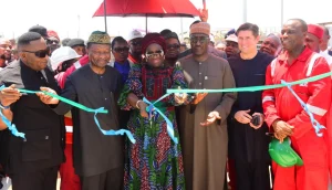 Deputy Governor of Imo, Dr Chinyere Ekomaru, representing the governor, Sen. Hope Uzodinma, at the inauguration of the ANOH Gas Processing Company (AGPC), in Assa community, Ohaji-Egbema LGA of Imo, on Wednesday.