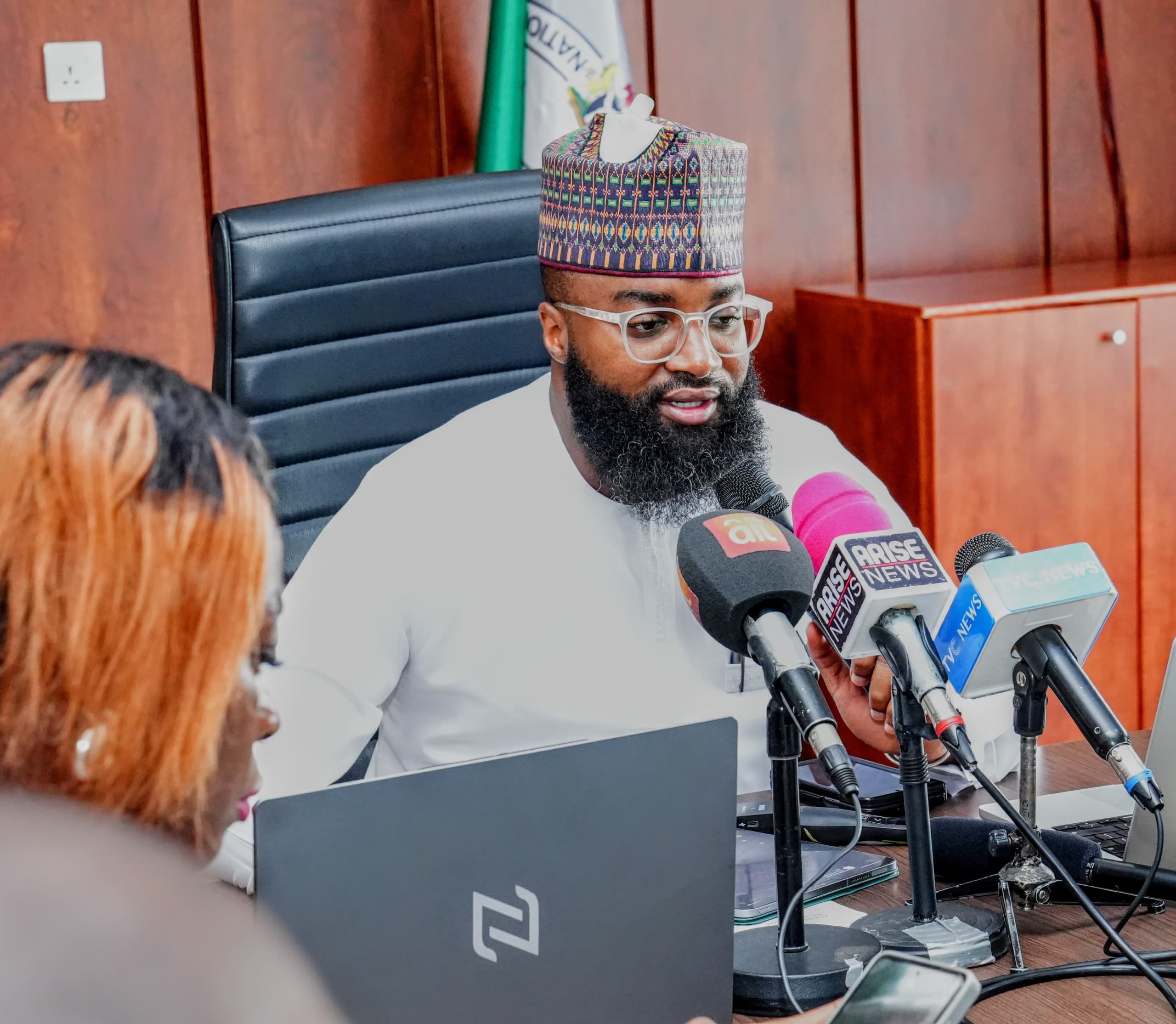 The Executive Vice Chairman/CEO of the National Agency for Science and Engineering Infrastructure (NASENI), Mr Khalil Suleiman Halilu briefing the media during the unveiling of new products from the Agency at its headquarters in Abuja on Thursday May 9, 2024.