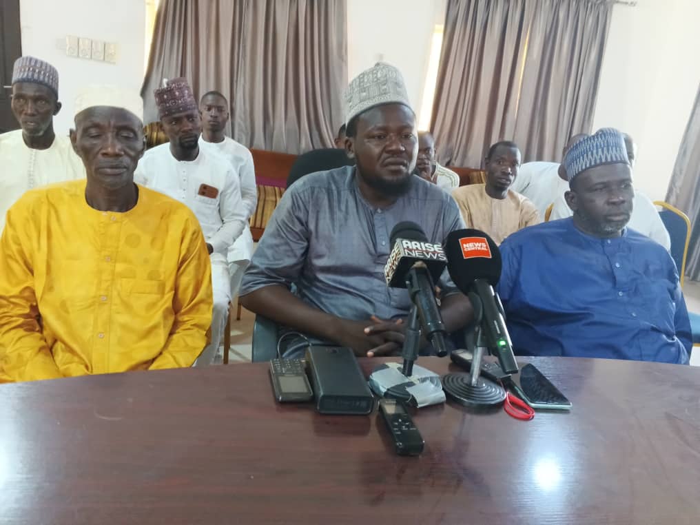Spokesperson for the Baga Road Youths and Elders Fish Producers and Marketers Association, Abdullahi Alhaji Idi Bako, addressing newsmen on Thursday at the NUJ Press Center, Maiduguri 