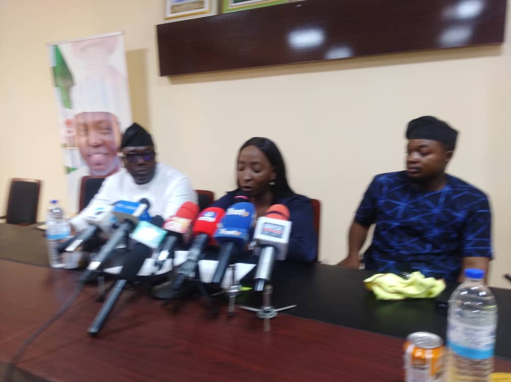 Photo from L-R: The Special Adviser to Taraba State Governor on Information and Digital Communication, Mr Emmanuel Bello, the Commissioner for Energy and Economic Development, Engr Naomi Tanko Agbu, and the Commissioner for Digital Economic and Innovation, Gideon Samuel Nonso, during a press conference on Thursday in Jalingo.