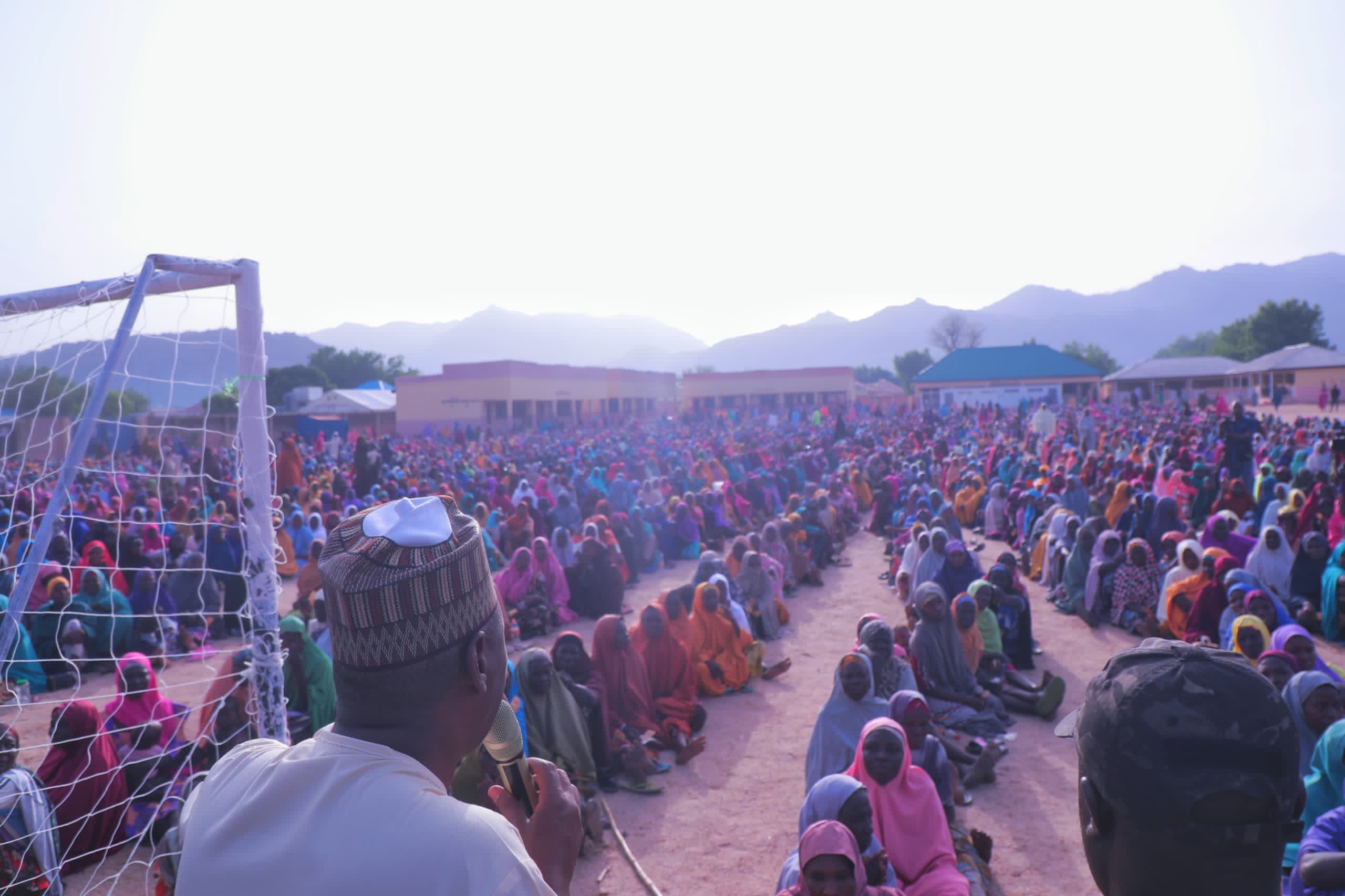 Governor Zulum addressing vulnerable women in Gwoza LGA of Borno State