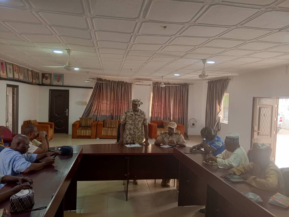 MNJTF's Chief Military Public Information Officer, Lt. Colonel Abubakar Abdullahi, addressing members of Borno NUJ in Maiduguri