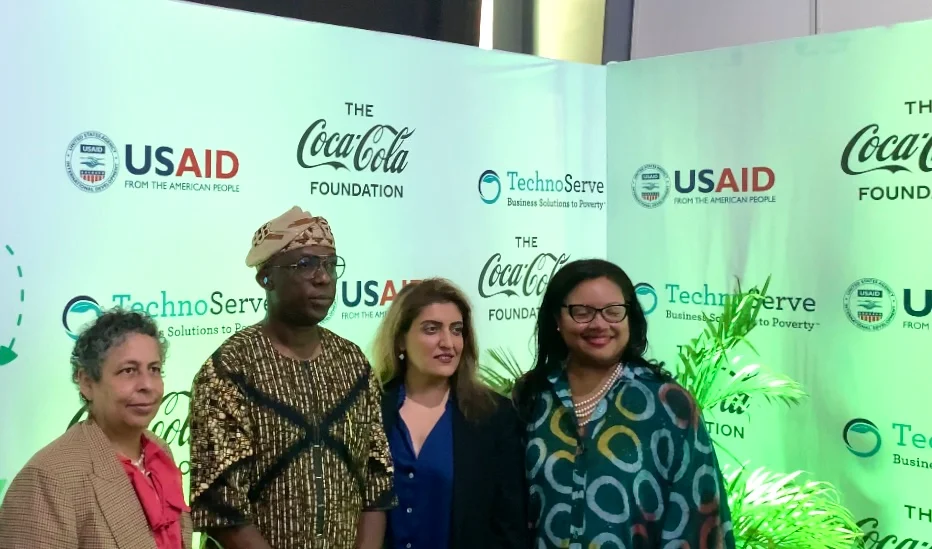 L-R: Melissa Jones, Mission Director, U.S. Agency for International Development (USAID), Nigeria , Lagos State Commissioner for Environment, Tokunbo Wahab, General Manager, Coca-Cola Nigeria Ltd, Mariam Khan, Kenise Hill, U.S. Consulate Deputy Political and Economic Chief.