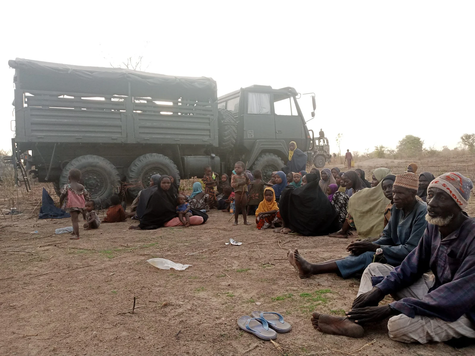 Some of the civilians rescued from Sambisa forest by the Nigerian Army troops Army