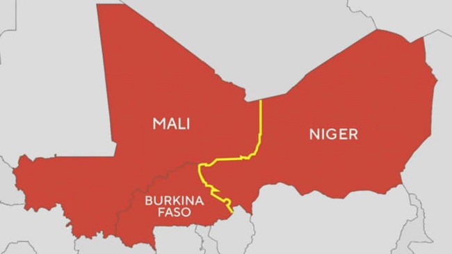 Mali Niger Burkina Faso map