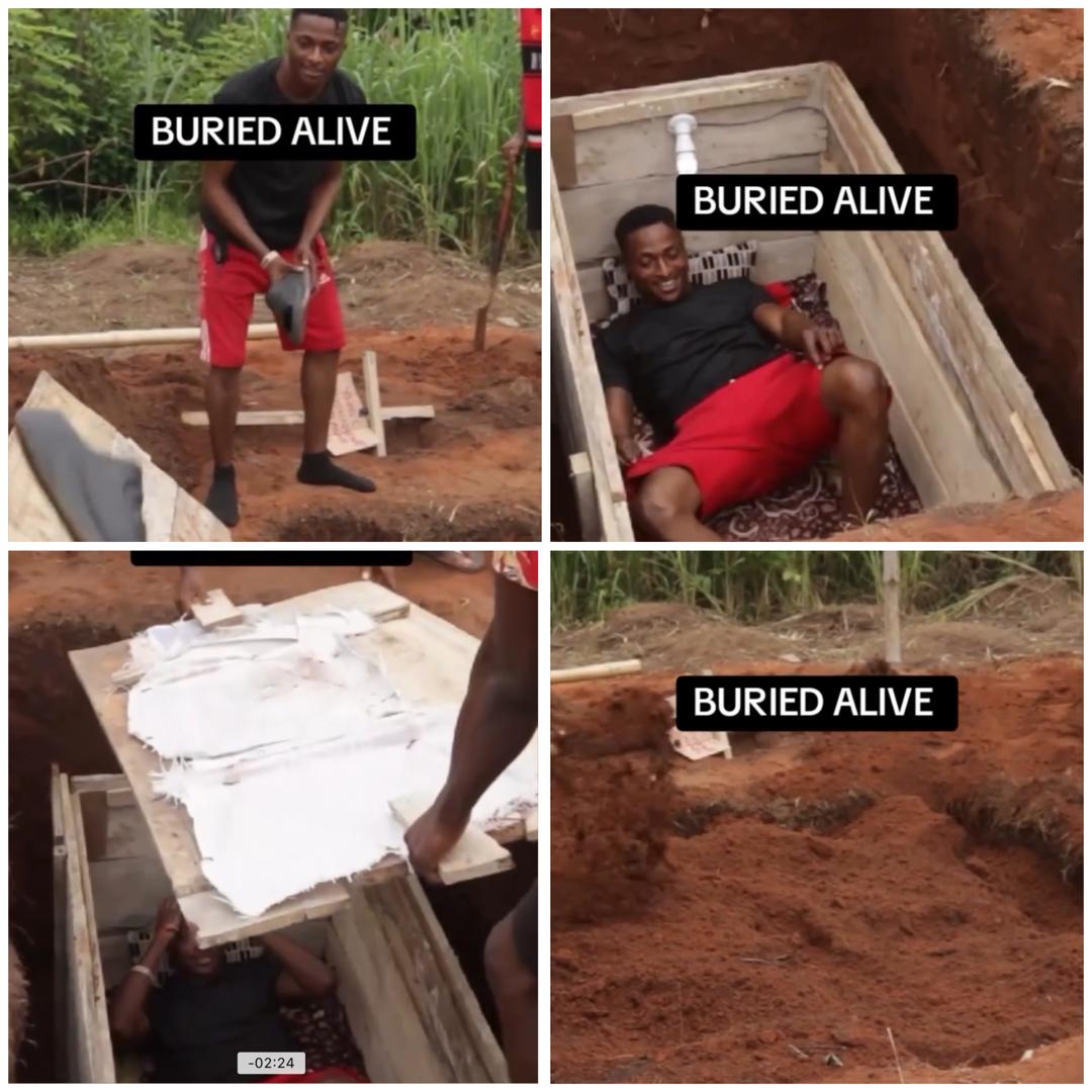 Nigerians condemn content creator’s ‘24-hour buried alive challenge’ 2 Young C 24-hour buried alive challenge