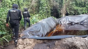 NSCDC special squad at an uncovered illegal refinery in Rivers