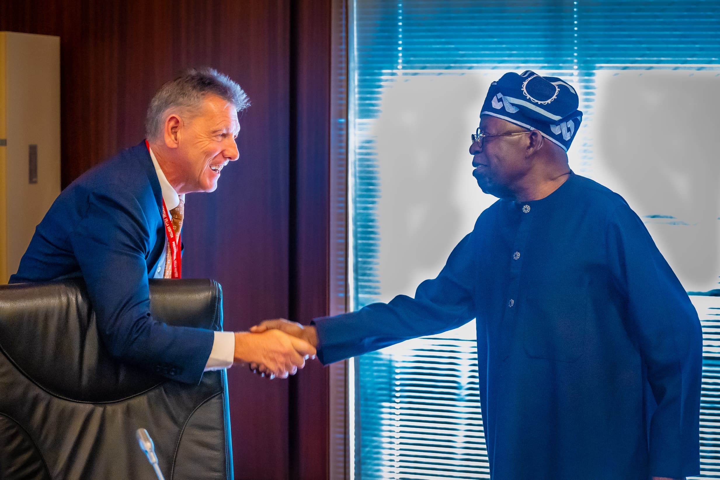 President Bola Tinubu and the President of ExxonMobil Upstream Company, Liam Mallon, during a meeting in Abuja
