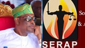 FCT Minister, Nyesom Wike and SERAP logo