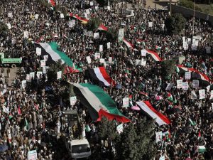 Protesters in support of Palestine