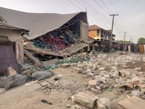 Scene of the collapsed building