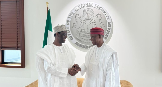 NSA Nuhu Ribadu and Kano State Governor,Abba Yusuf during a meeting in Abuja