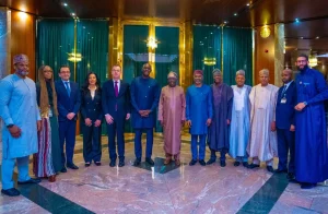 President Bola Tinubu with a delegation of the International Finance Corporation (IFC), led by its Managing Director, Mr. Makhtar Diop, on Thursday in Abuja