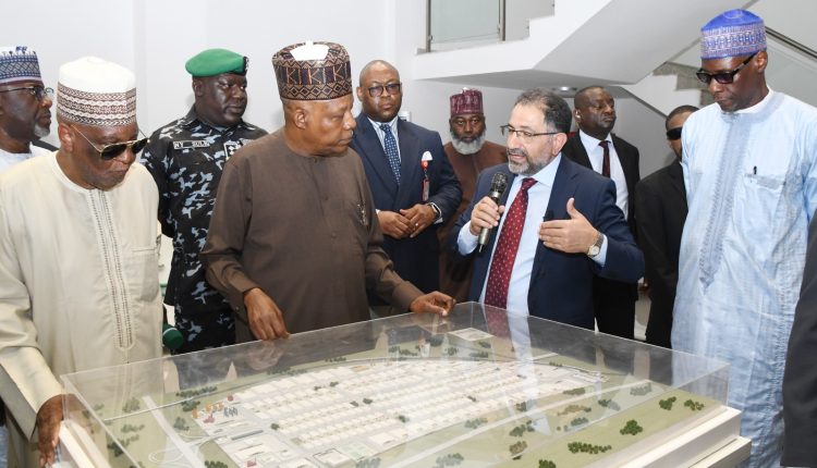 Vice President Kashim Shettima and the Managing Director/CEO of Zeberced Group Ltd, Adil Ayoin Kurt, during a tour of the company’s site at Idu, Abuja.