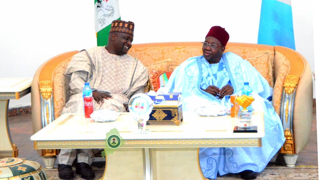 Shehu of Borno, His Royal Highness, Alhaji (Dr.) Abubakar Umar- Ibn Garbai Al-Amin El-Kanemi, and Borno State Deputy Governor, Umar Kadufur