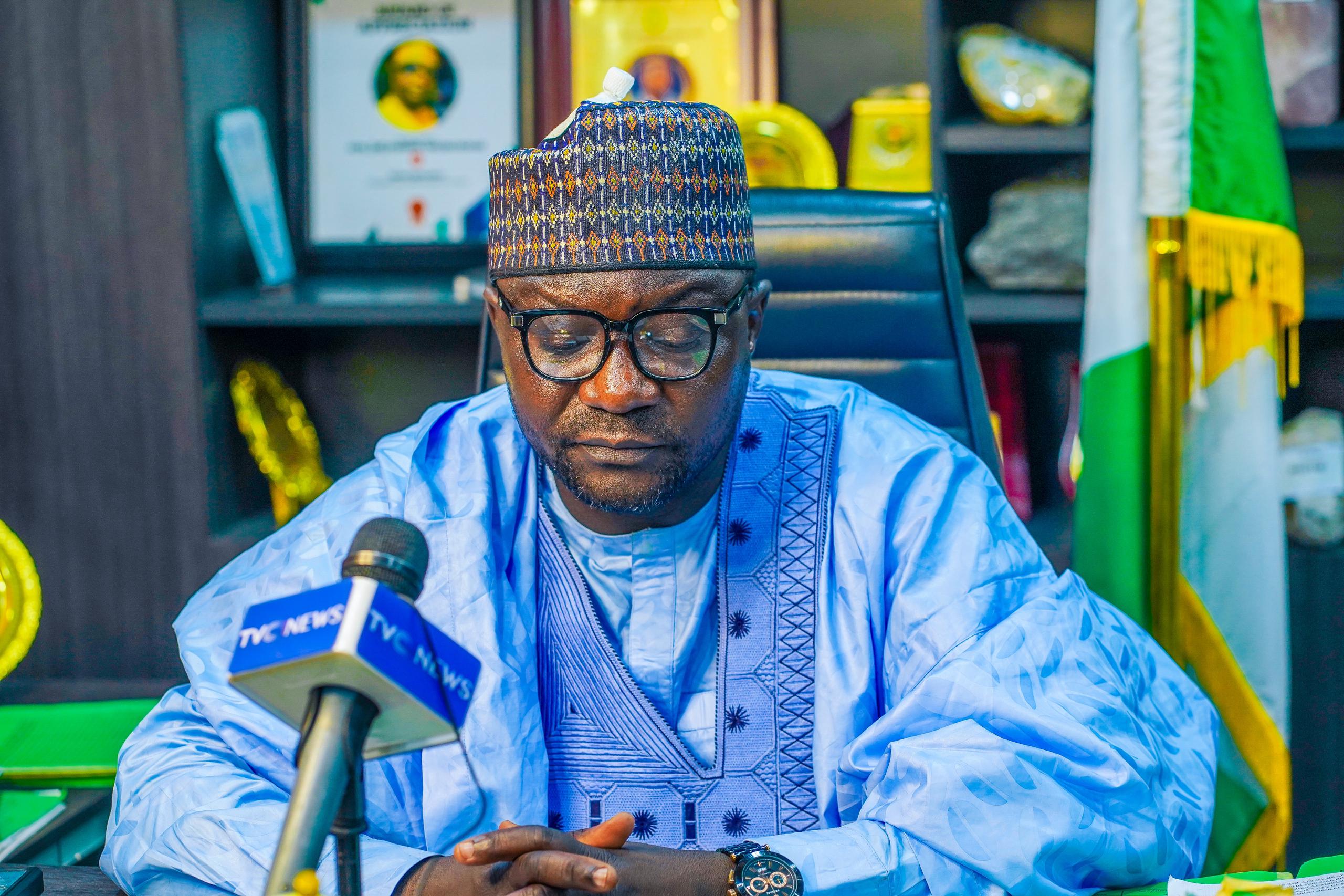 Nasarawa State Commissioner for Environment and Natural Resources, Dr. Kwanta Yakubu addressing newsmen on Wednesday in Lafia