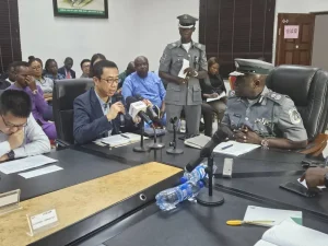 The Customs Area Controller, Compt. Olanrewaju Olumoh at an engagement with stakeholders in the Free Trade Zone in Lagos on Thursday.