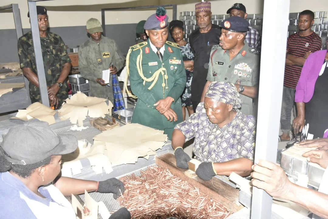 The NDA Commmandant at  the DICON Ordnance Factory in Kakuri Kaduna on Friday.