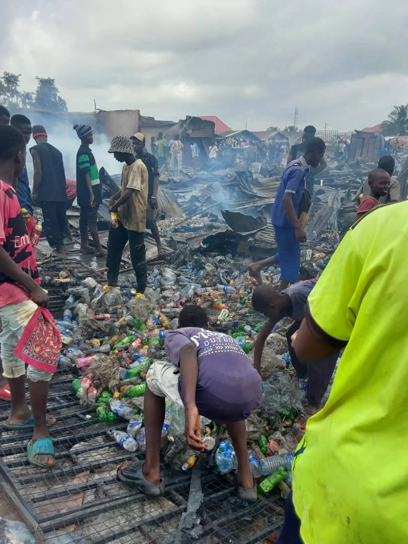 Part of the burnt Karu market