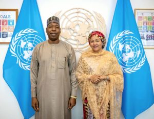 Borno State Governor, Babagana Zulum and the UN Deputy Secretary-General, Amina Mohammed