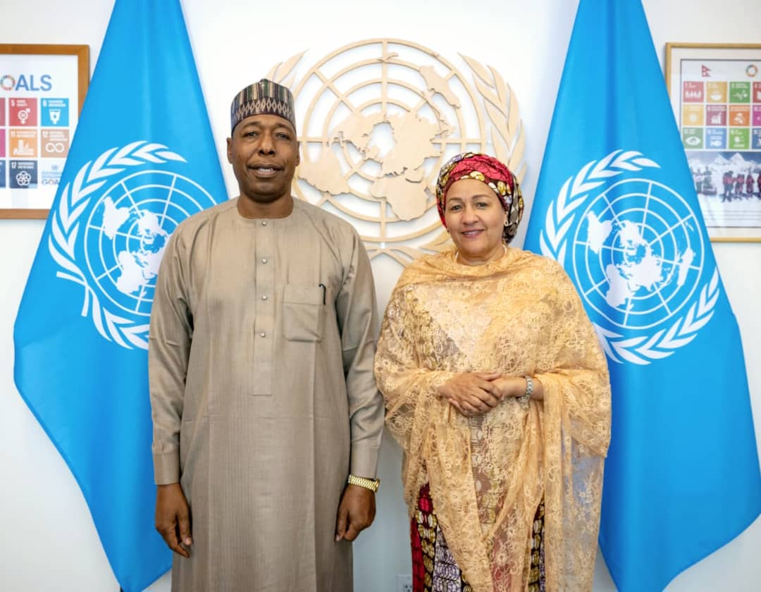 Borno State Governor, Babagana Zulum and the UN Deputy Secretary-General, Amina Mohammed