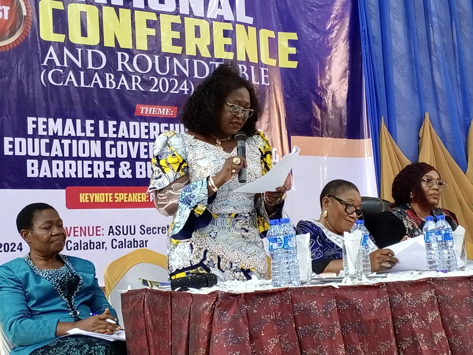 UNICAL VC, Prof Florence Obi giving her address during the First National Conference and Roundtable of the Association of Female Vice Chancellors of Nigerian Universities.