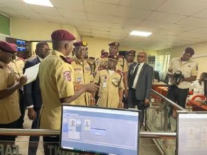 Corps Marshal, Federal Road Safety Corps (FRSC) Shehu Mohammed while inspecting the Strategic facilities in FCT
