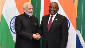 Indian Prime Minister Modi with South African President Ramaphosa