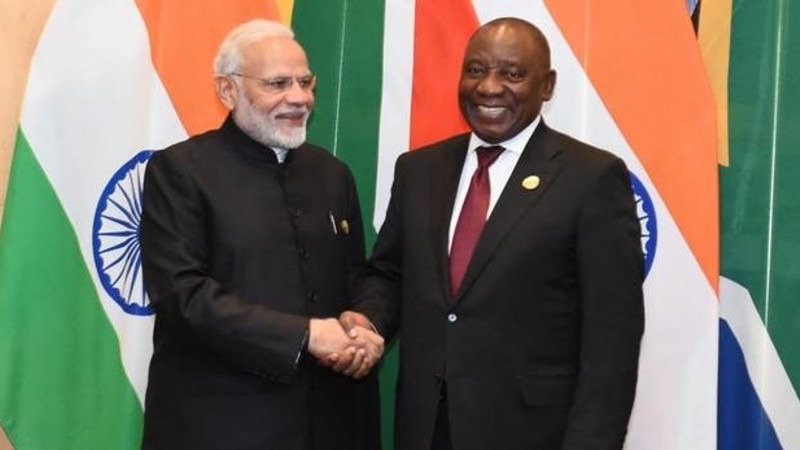Indian Prime Minister Modi with South African President Ramaphosa