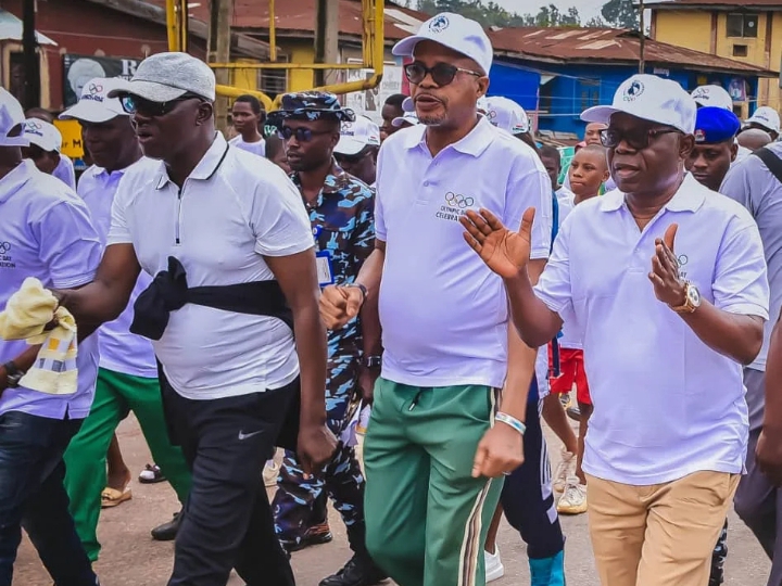 Representative of Gov. Aiyedatiwa, Deputy Governor Olayide Adelami, leading the Olympic Day Run event