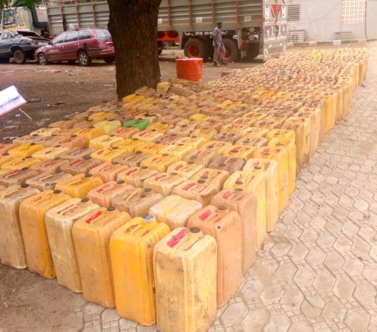 Customs auctions 25,162 litres of seized petrol to public in Sokoto 2 Cross section of seized Premium Motor Spirit (PMS) by Nigeria Customs Service in Sokoto State