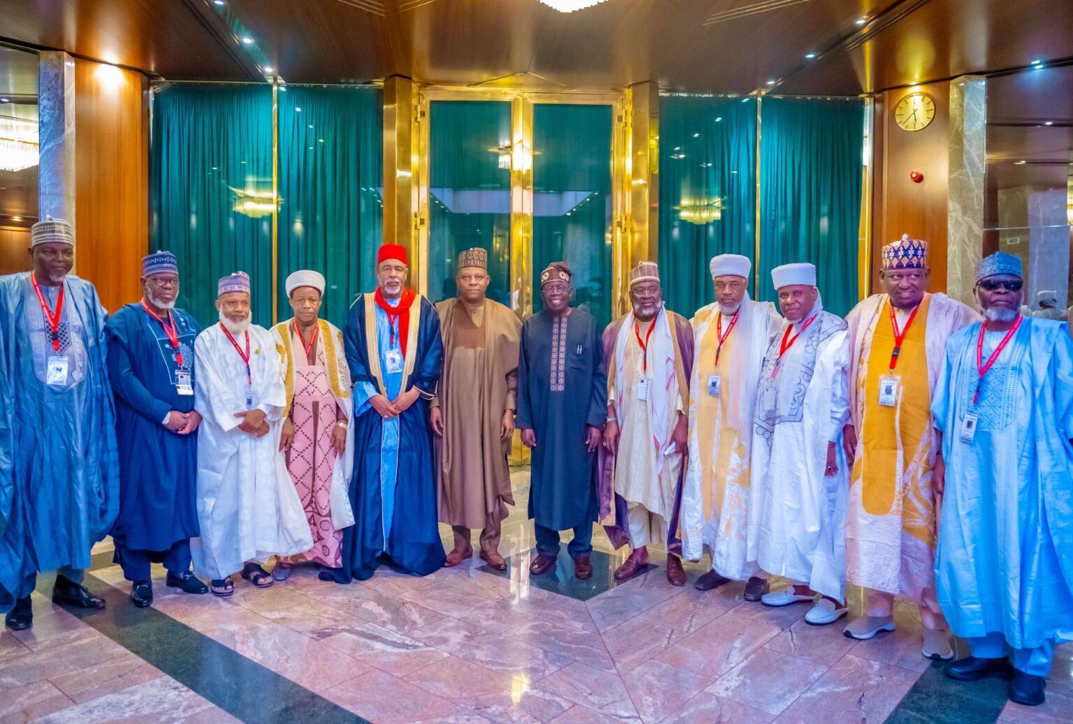 President Bola Tinubu with the delegation of Islamic leaders led by Sheikh Bala Lau, at the State House on Thursday.