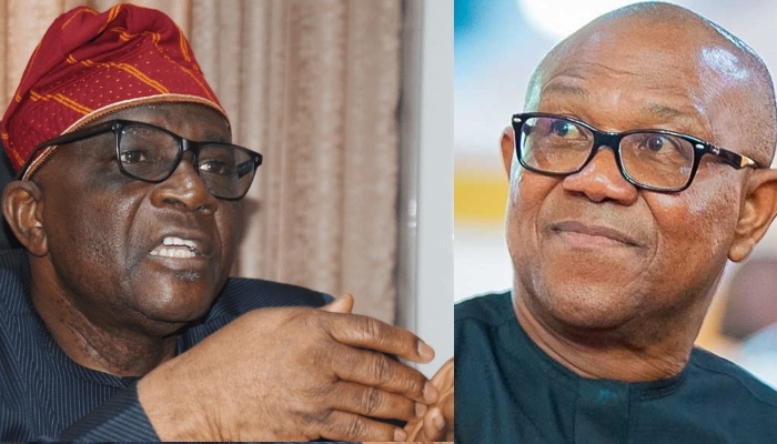 Presidential aide, Bayo Onanuga and Peter Obi