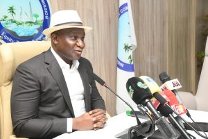 NDDC MD, Dr. Samuel Ogbuku addressing newsmen in Port-Harcourt