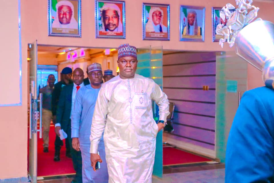 Speaker Jatau and other members, heading to the chamber for the days business.