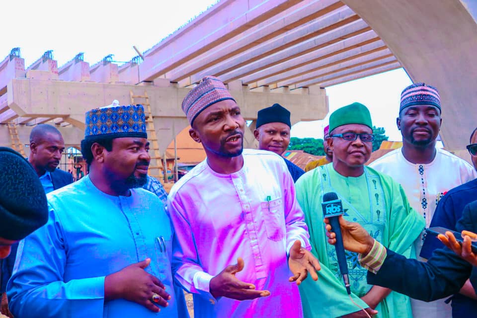 House committee chairman Nasarawa Urban Development Board, Hon. Musa Saidu Gude (SDP), flanked by committee members talking to the press after the visits.