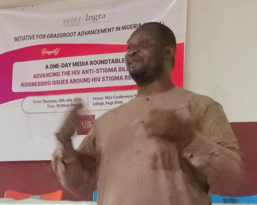 Executive Director, Initiative for Grassroot Advancement in Nigeria, (INGRA), Hamza Aliyu, addressing newsmen on Thursday in Lokoja