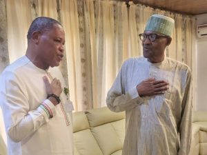 Rep. Obi Aguocha (LP-Abia) and former President Muhammadu Buhari in Katsina