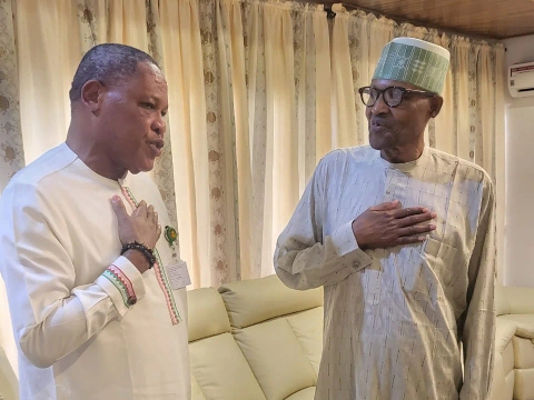 Rep. Obi Aguocha (LP-Abia) and former President Muhammadu Buhari in Katsina