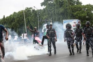 Police and protesters