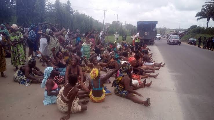Naked women protest
