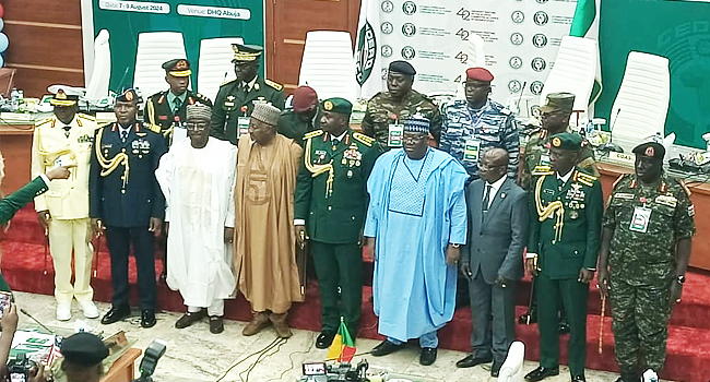 A cross-section of defence chiefs in the West African sub-region at a meeting in Abuja on Wednesday, August 7, 2024