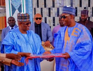 Borno State Governor, Babagana Zulum and famous business tycoon, Alhaji Muhammadu Indimi