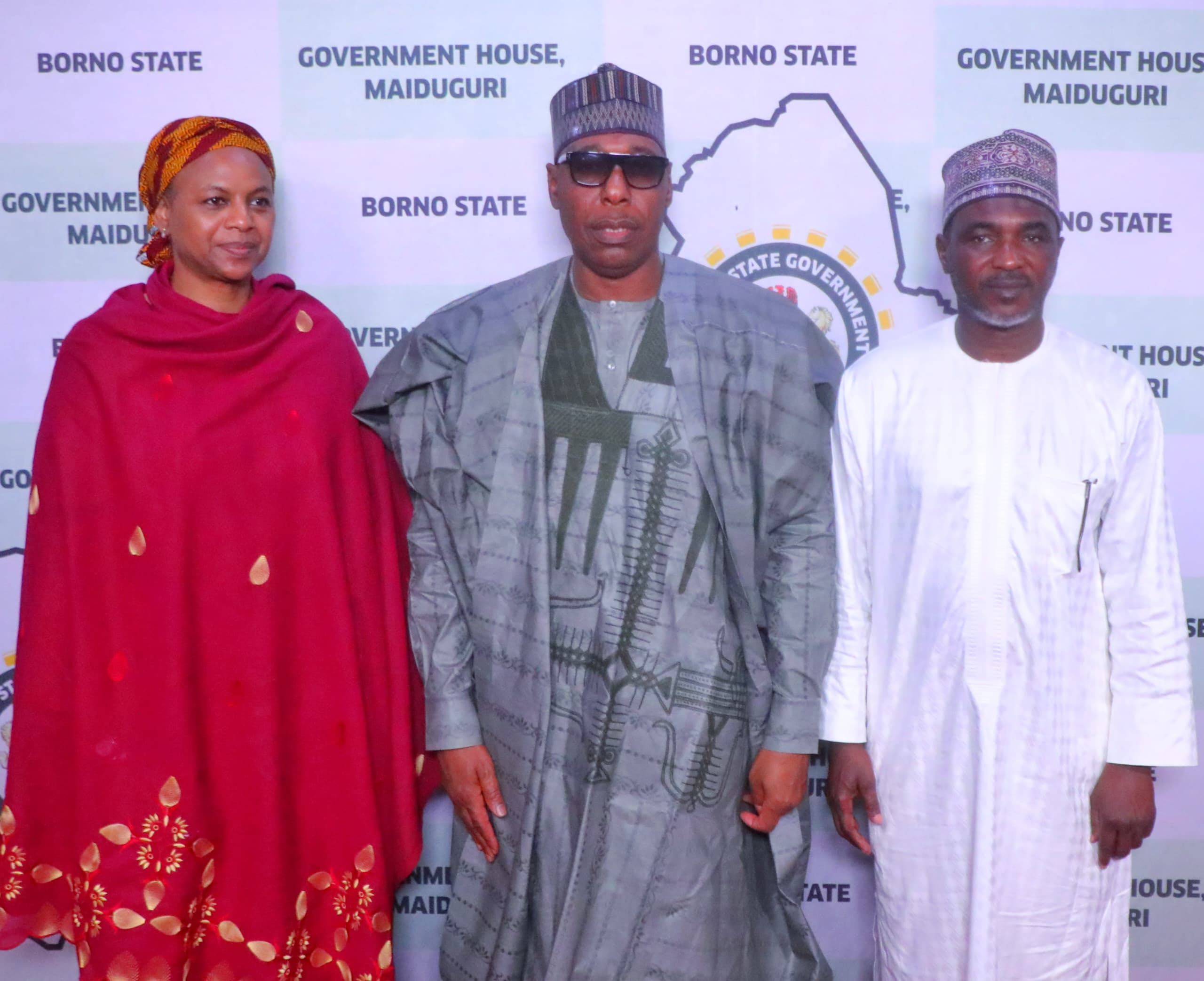 Borno State Governor, Babagana Umara Zulum (middle), President of the Nigerian Medical Association, Professor Bala Mohammed Audu(right) and the Registrar Medical and Dental Counci of Nigeria, Dr Fatima Kyari (right).