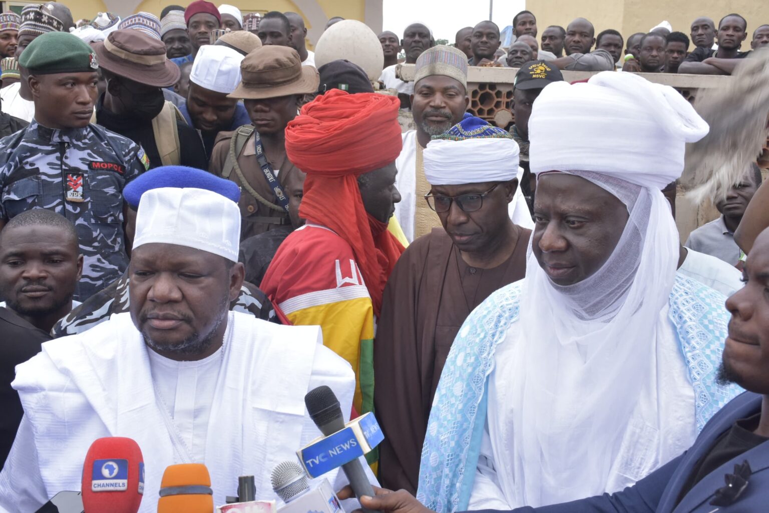 Acting Governor of Niger State, Mr Yakubu Garba, addressing newsmen shortly after the 3-days Fidda’u prayer for 13 people killed by bandits in Shiroro LGA of the state.
