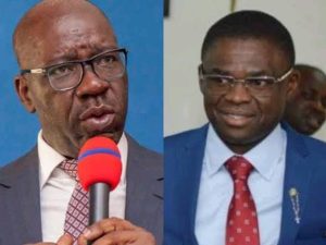 Edo State Governor, Godwin Obaseki and the reinstated Deputy Governor, Philip Shuaibu