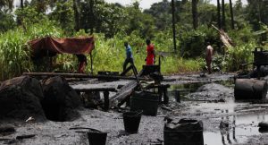 A file photo of an illegal oil bunkering site