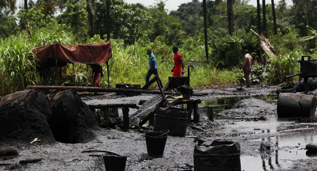 A file photo of an illegal oil bunkering site