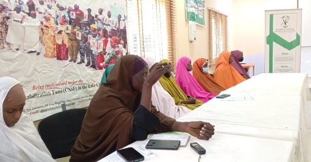 Some of the deradicalised women at the meeting in Maiduguri